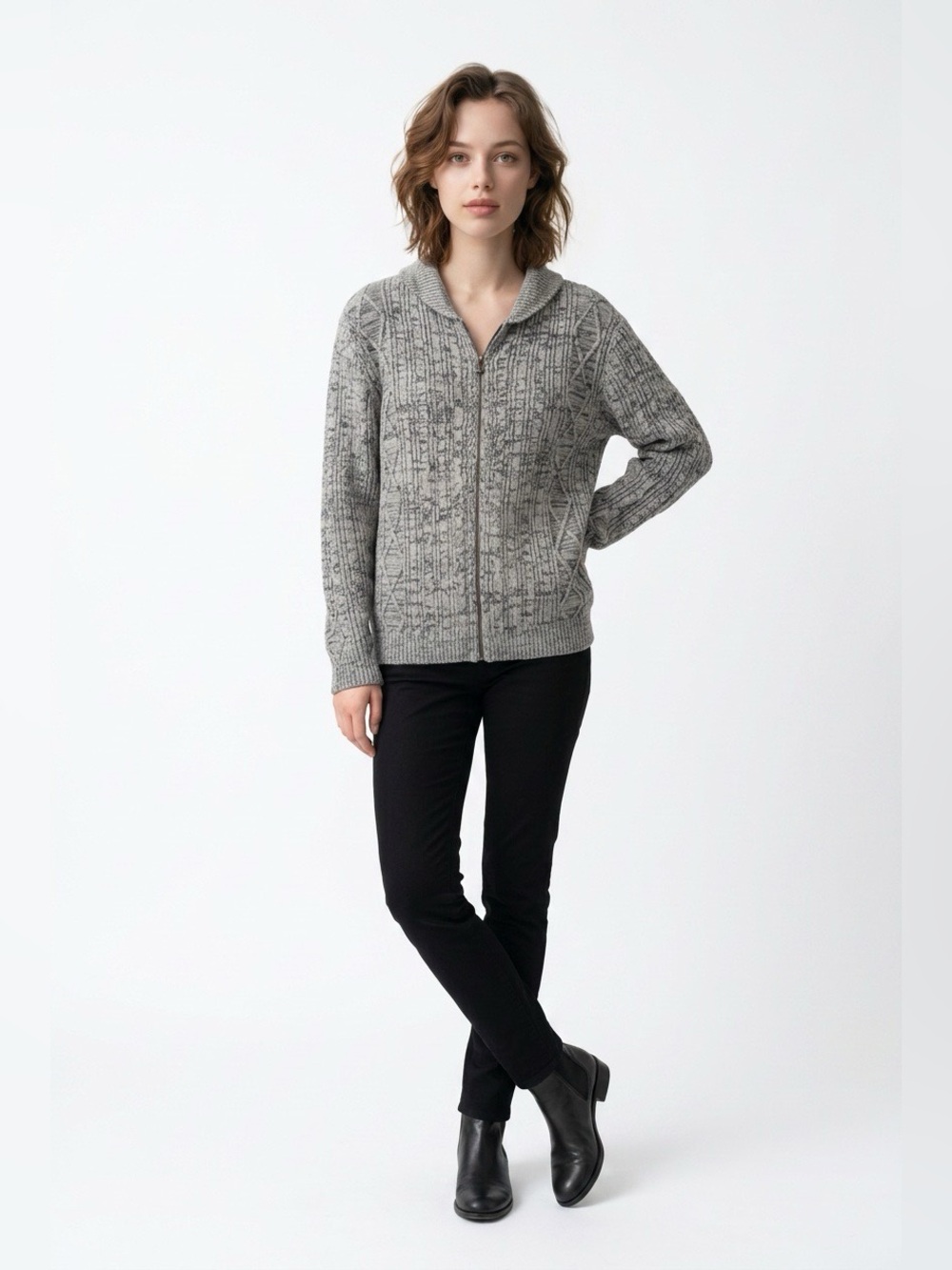 Vintage Cardigan Zip Front Size XL Vintage Style Coastal Eclectic Grandma